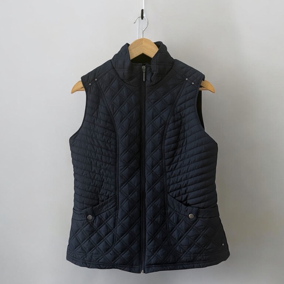 NWT Ellen Tracy Quilted Navy Blue Puffer Vest! Medium! NEW! - Picture 2 of 11